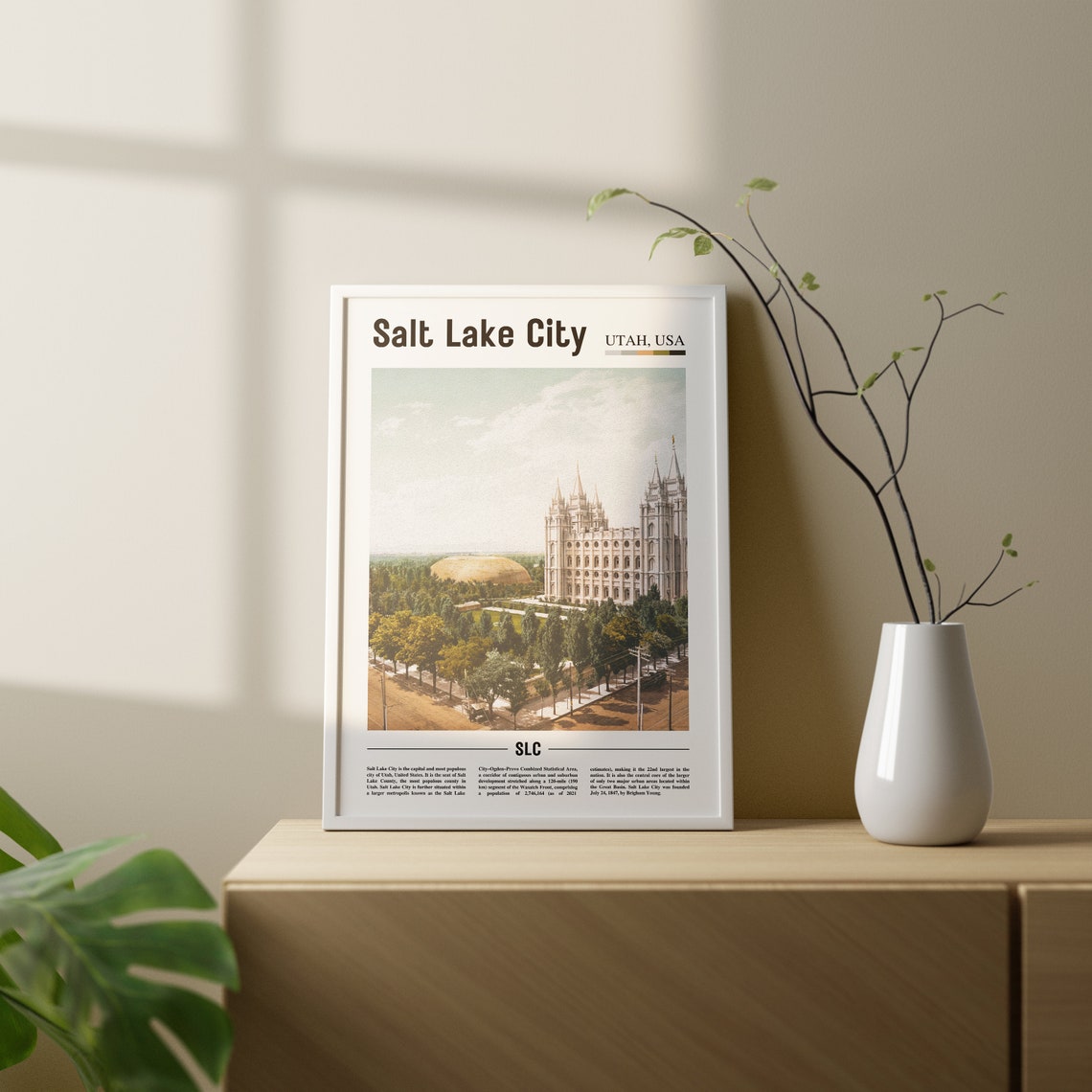 Salt Lake City Print Salt Lake City Poster Salt Lake City Wall Art Oil Painting Poster Colorful City Print City Artwork Travel Wall Art - Image 2