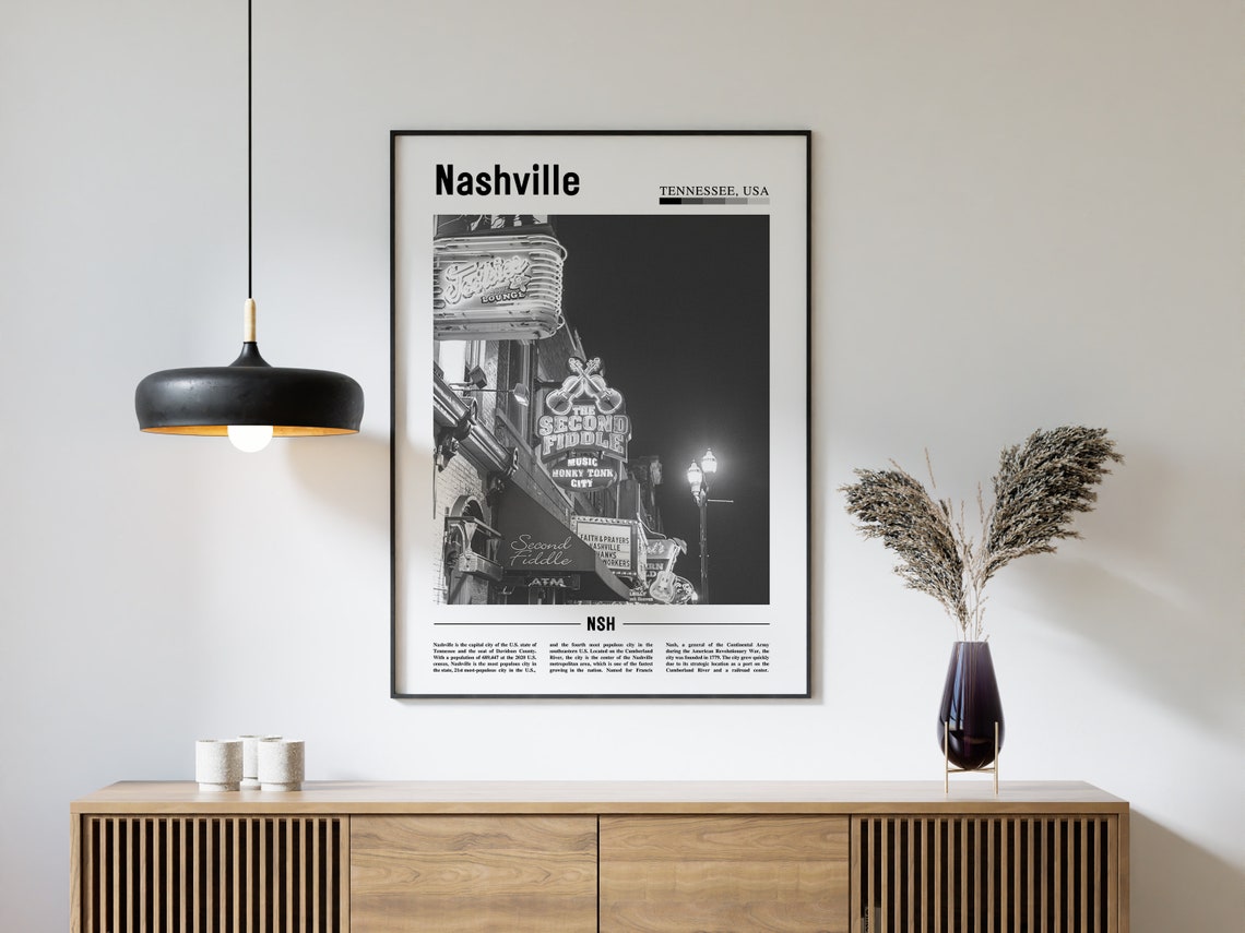Nashville Poster Black And White Nashville Print Black And White Nashville Wall Art Minimal Travel Print Travel Poster - Image 4
