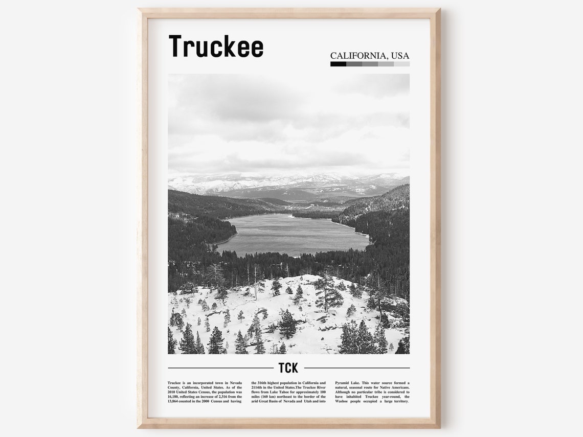 Truckee Print Black And White Truckee Poster Truckee Wall Art Travel Poster City Artwork Travel Artwork Travel Wall Art City Art Print