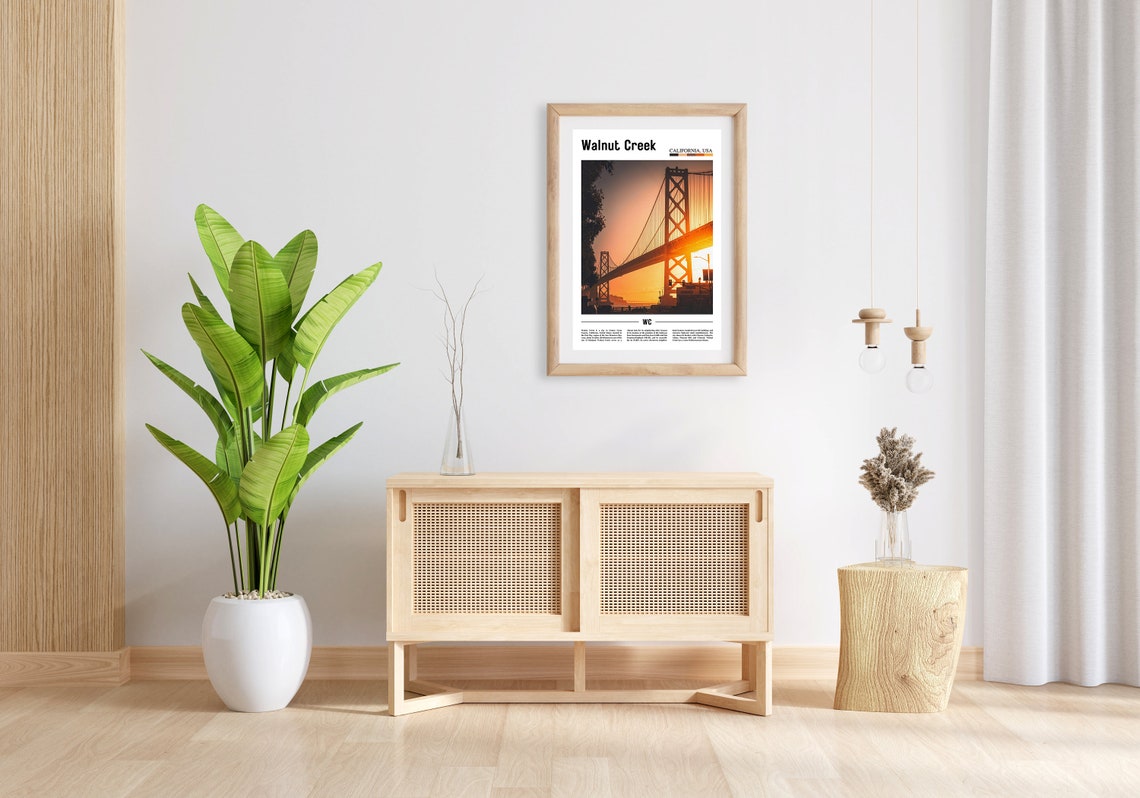 Walnut Creek Print Walnut Creek Poster Walnut Creek Wall Art Minimal Travel Print Minimal City Travel Poster Oil Painting Poster - Image 3
