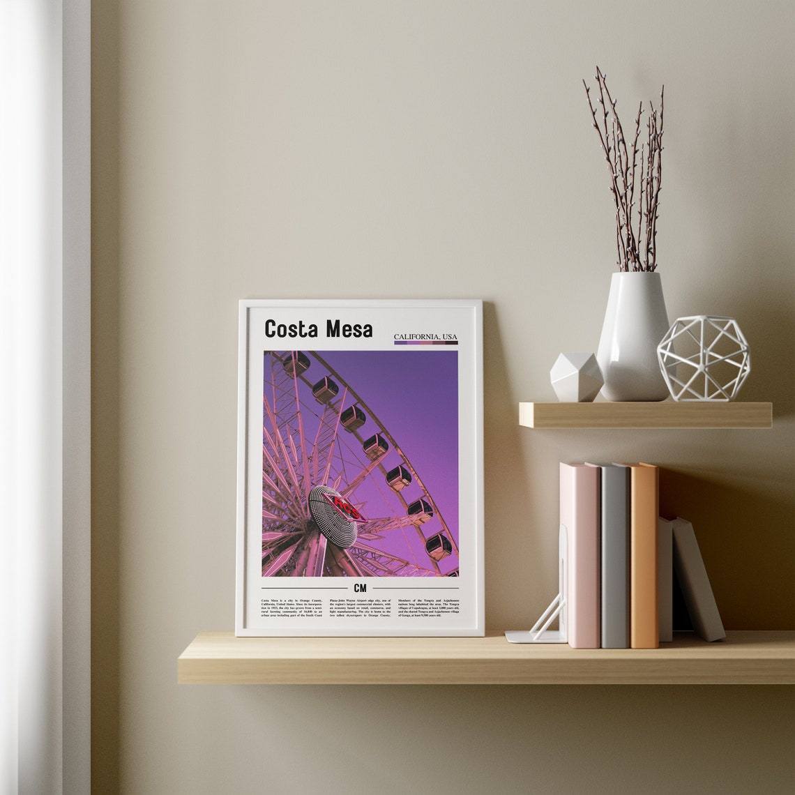 Costa Mesa Print Costa Mesa Poster Costa Mesa Wall Art Minimal Travel Print Minimal City Poster Travel Destination Oil Painting Poster - Image 2