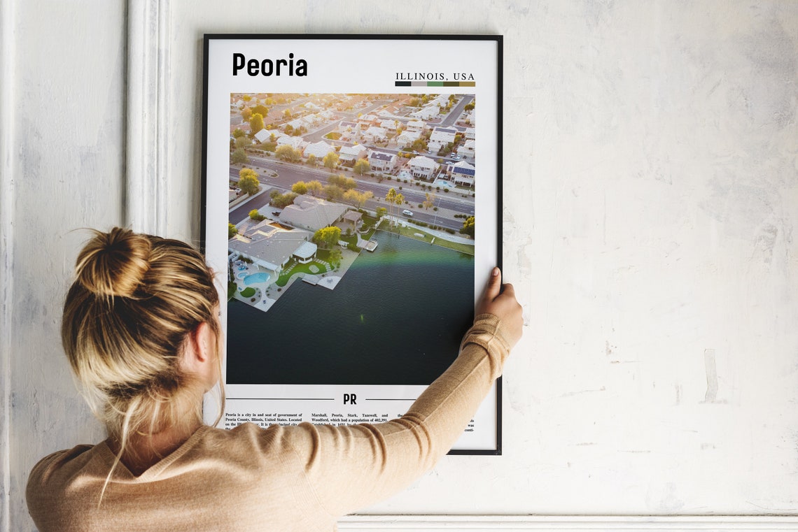 Peoria Print Peoria Poster Peoria Wall Art Minimal Travel Print Minimal City Poster Travel Destination City Print Oil Painting Poster - Image 4