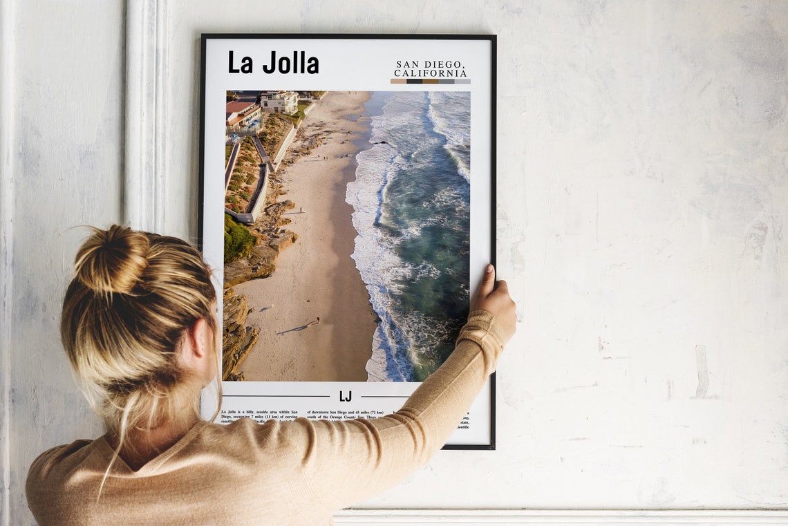 La Jolla Print La Jolla Poster La Jolla Wall Art Minimal Travel Print Minimal City Poster Travel Destination Print Oil Painting Poster - Image 5