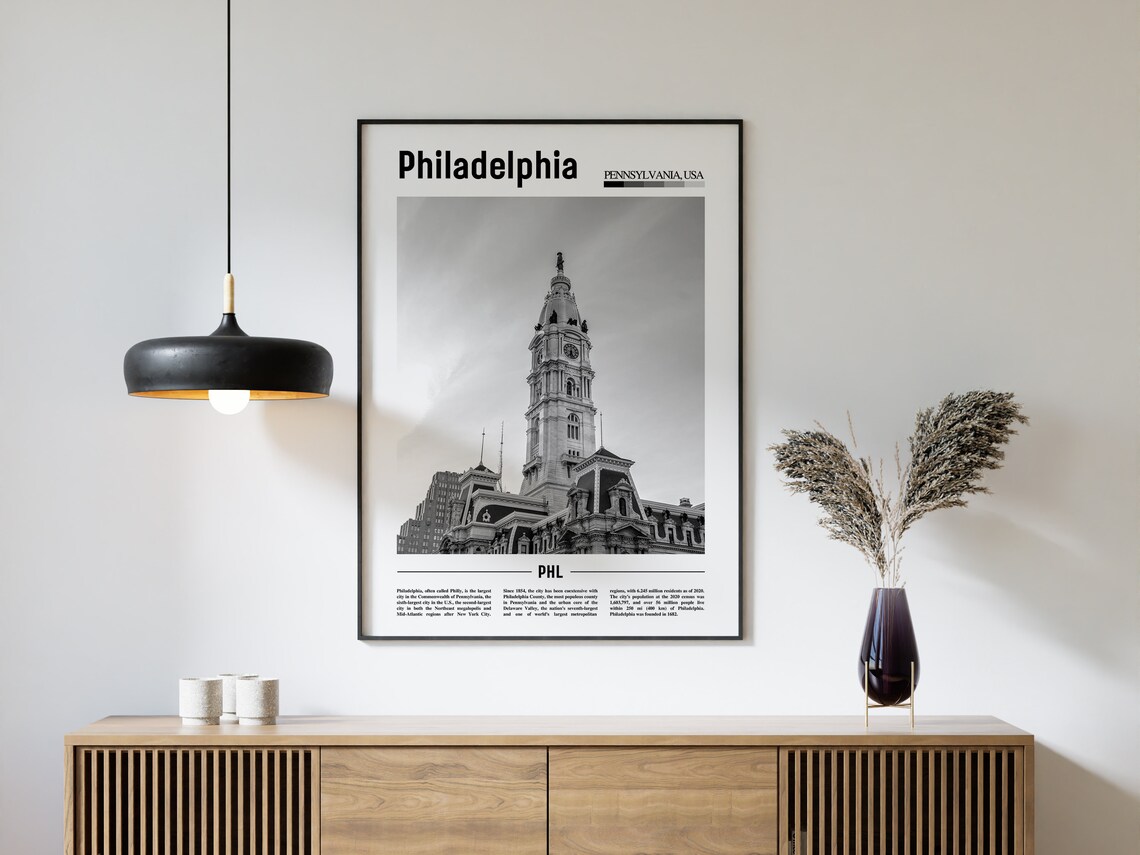 Philadelphia Poster Black And White Philadelphia Print Black And White Philadelphia Wall Art Minimal Travel Print Travel Poster - Image 4