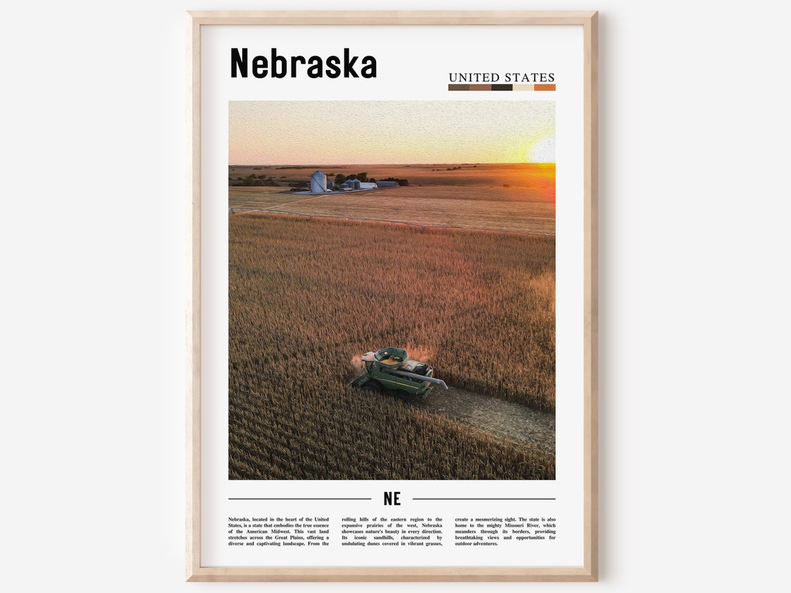 Nebraska Poster Nebraska Print Nebraska Wall Art United States Photo United States Poster United States Print