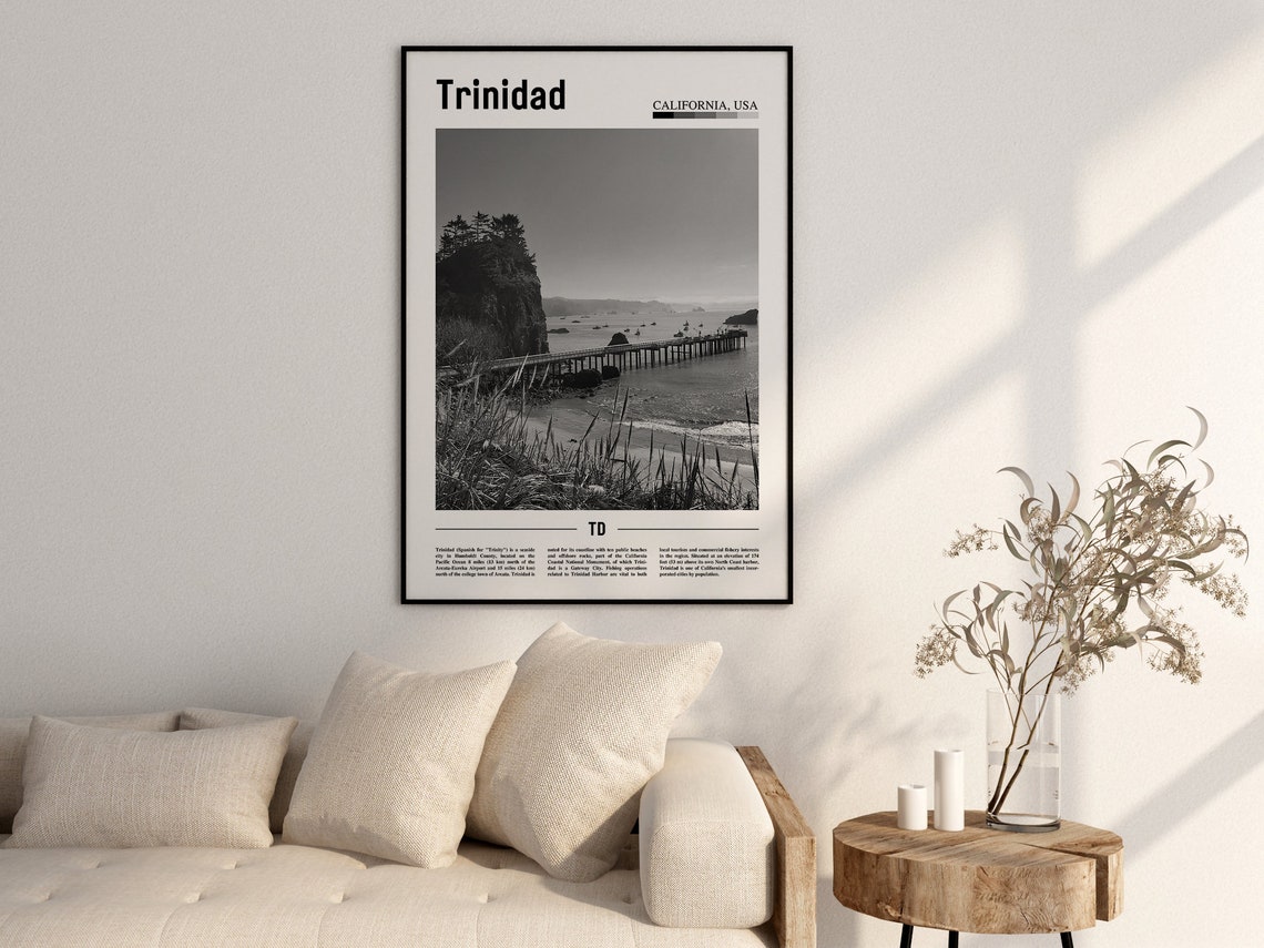 Trinidad Poster Black And White Trinidad Print Black And White Trinidad Wall Art Minimal Travel Print Travel Poster - Image 2