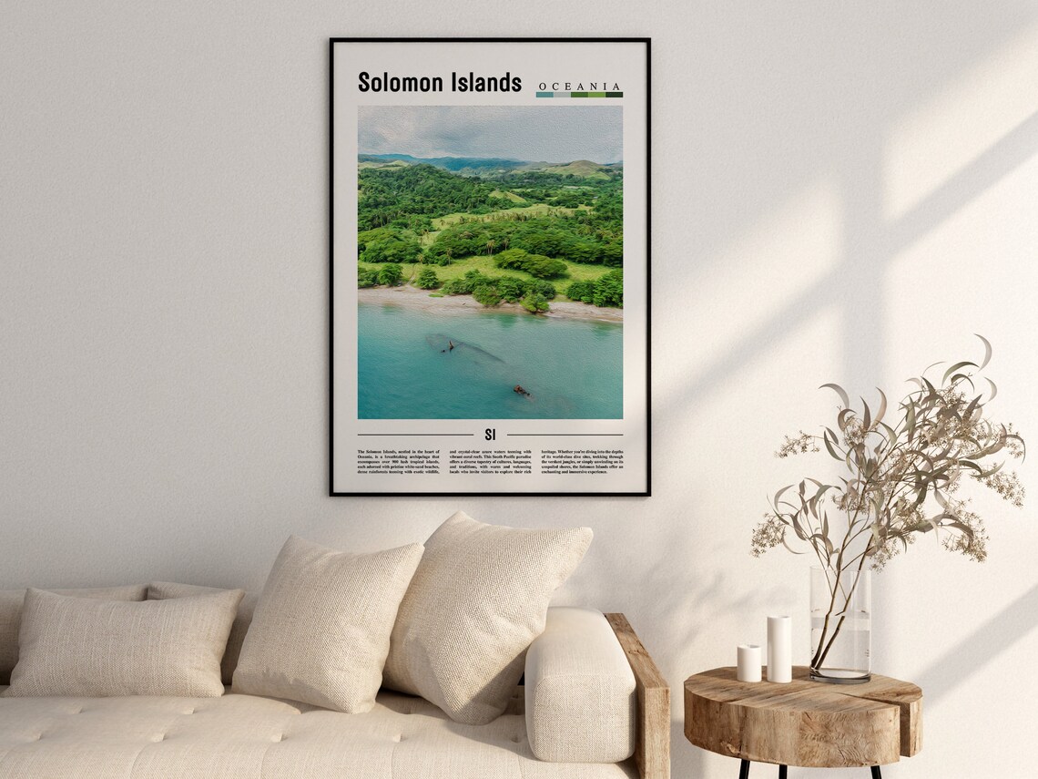 Solomon Islands Poster Solomon Islands Print Solomon Islands Wall Art Minimal Travel Print Travel Destination Oil Painting Poster - Image 2