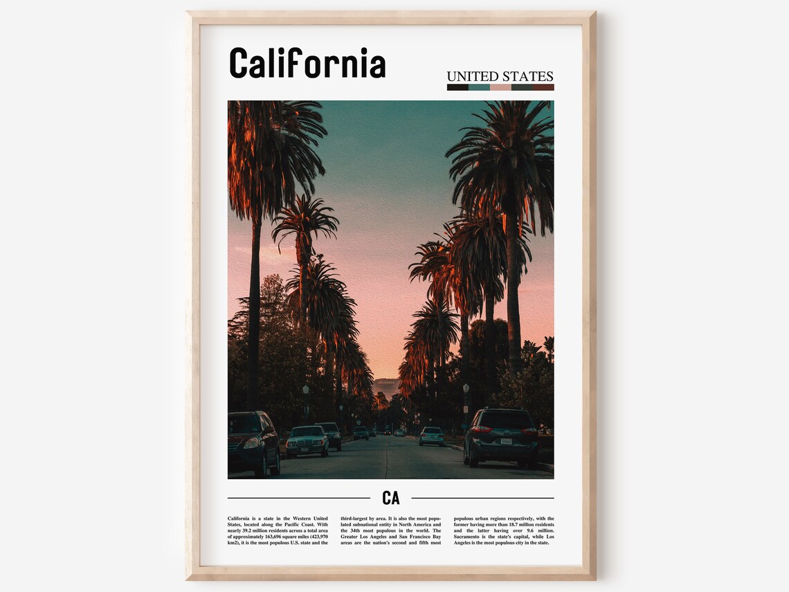 California Minimal Travel Destination Poster
