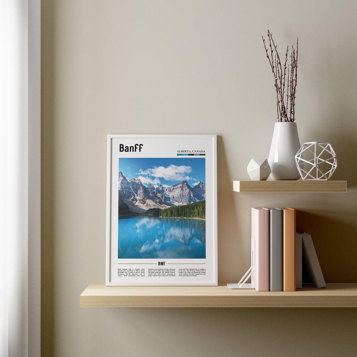 Banff Print Banff Poster Banff Wall Art Oil Painting Poster Colorful City Print City Artwork Travel Artwork Travel Wall Art Lake Print - Image 3