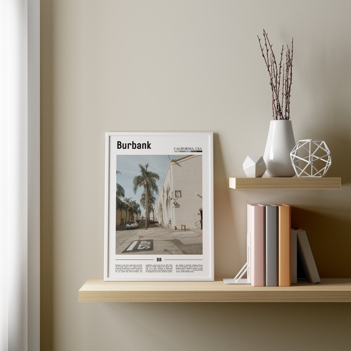Burbank Print Burbank Poster Burbank Wall Art Minimal Travel Print Minimal City Poster Travel Destination City Print Oil Painting Poster - Image 2
