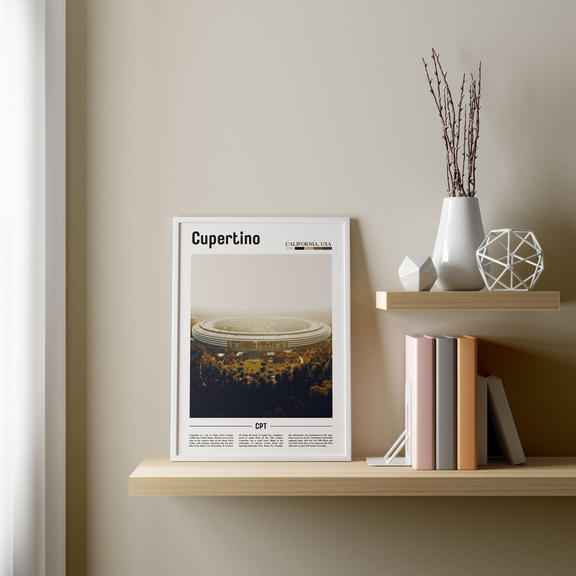 Cupertino Print Cupertino Poster Cupertino Wall Art Minimal Travel Print Minimal City Poster Travel Destination Oil Painting Poster - Image 3
