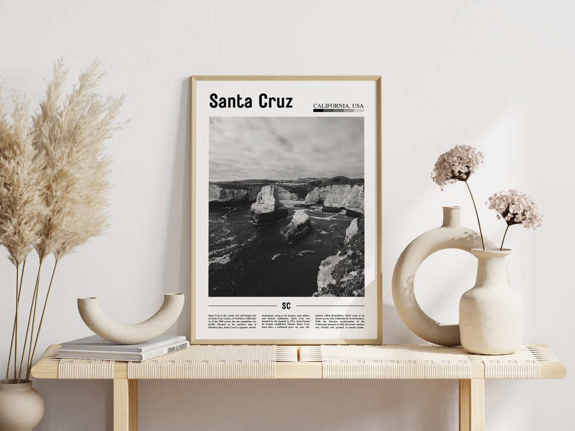 Santa Cruz Poster Black And White Santa Cruz Print Black And White Santa Cruz Wall Art Minimal Travel Print Travel Poster - Image 6