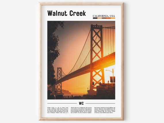 Walnut Creek Print Walnut Creek Poster Walnut Creek Wall Art Minimal Travel Print Minimal City Travel Poster Oil Painting Poster