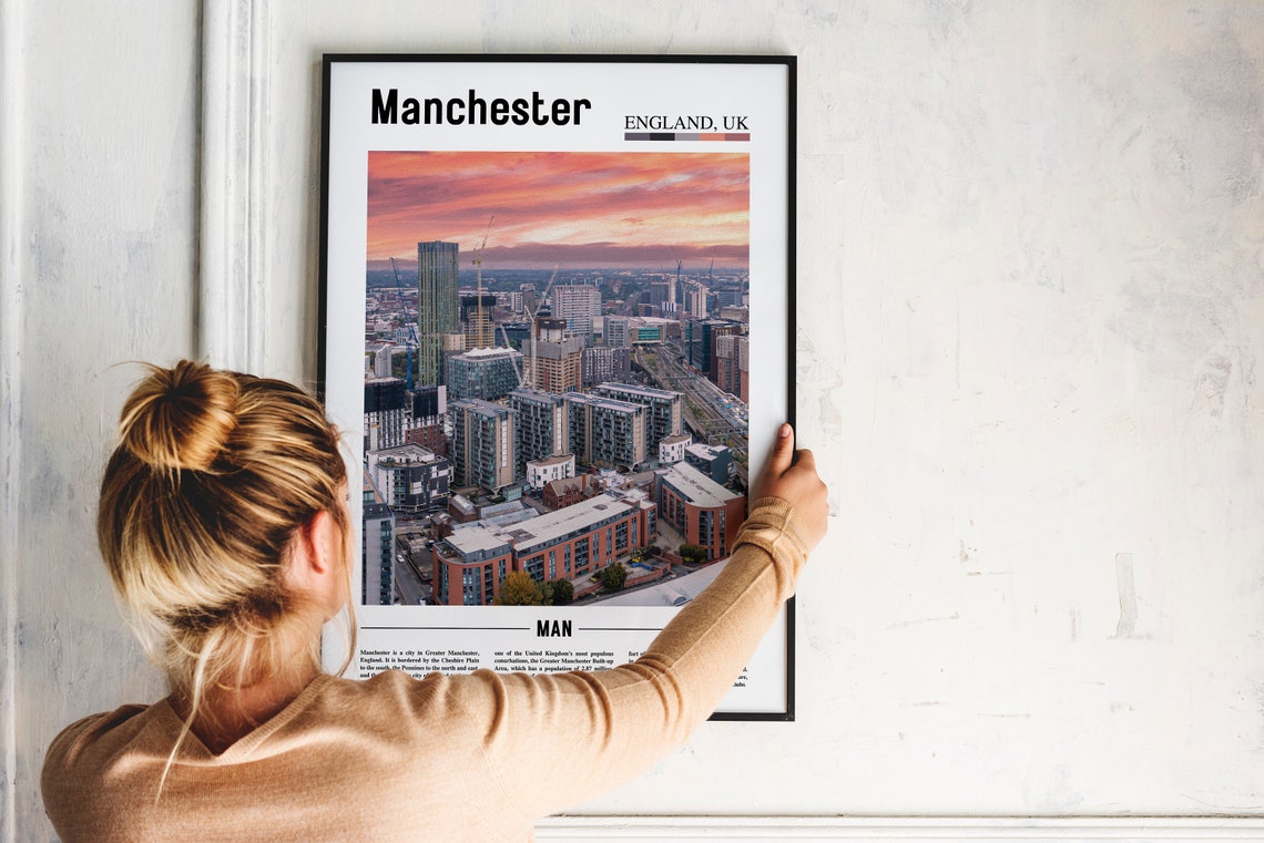 Manchester Print Manchester Poster Manchester Wall Art Oil Painting Poster Colorful City Print City Artwork Travel Artwork Travel Art - Image 4