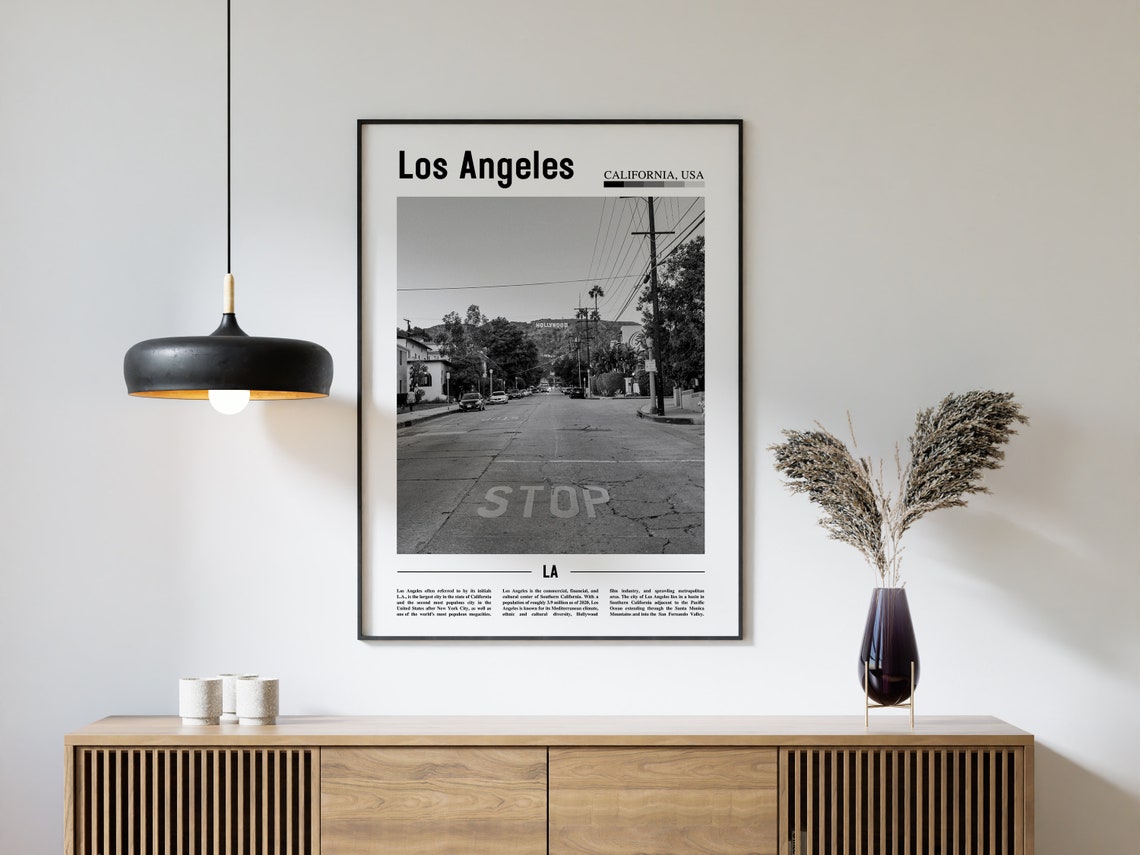 Los Angeles Poster Black And White Los Angeles Print Black And White Los Angeles Wall Art Minimal Travel Print Travel Poster - Image 4