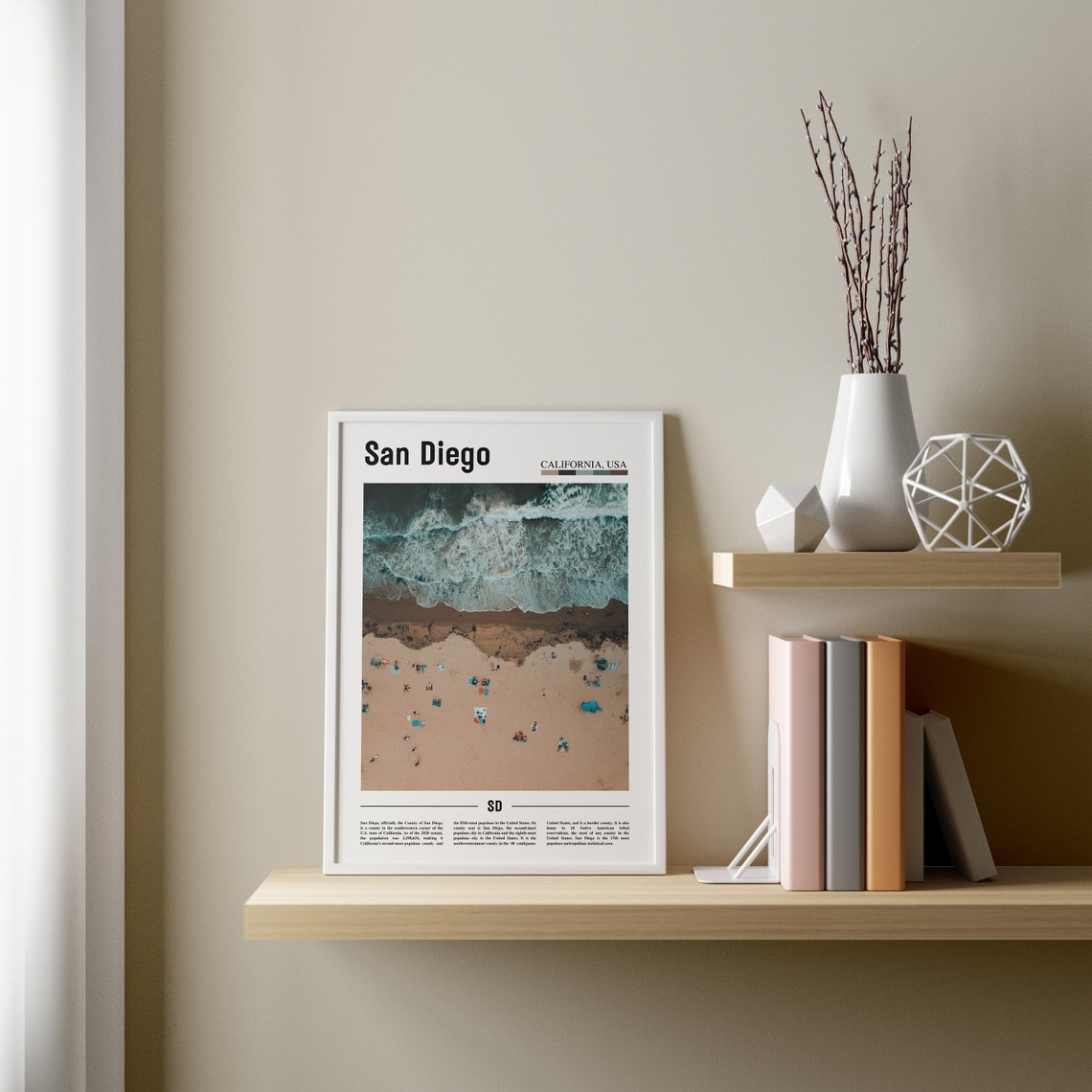 San Diego Print San Diego Poster San Diego Wall Art Minimal Travel Print Minimal City Poster Travel Destination Oil Painting Poster - Image 2