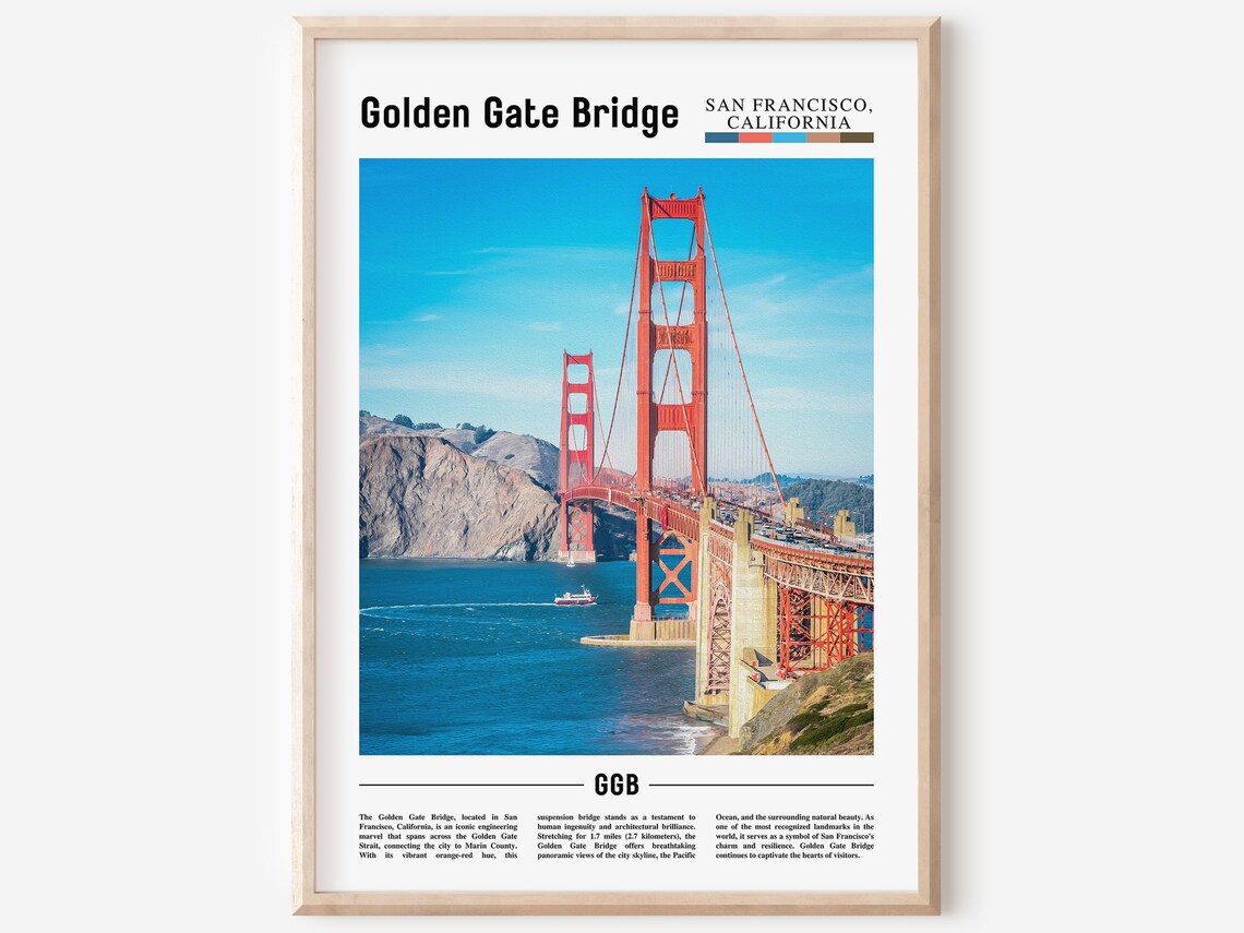 Golden Gate Bridge, Minimal Travel Art Print
