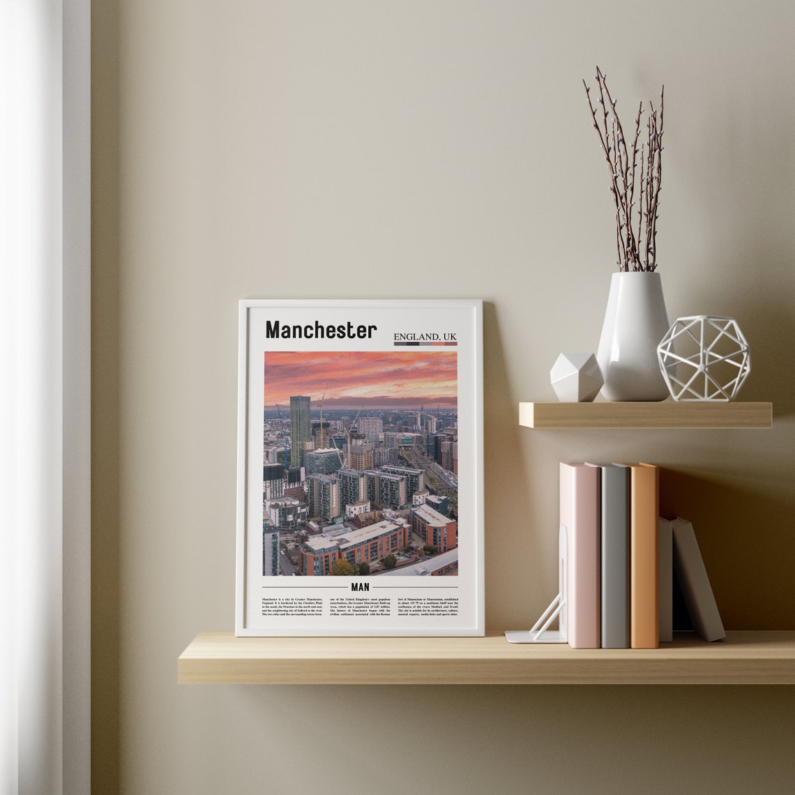 Manchester Print Manchester Poster Manchester Wall Art Oil Painting Poster Colorful City Print City Artwork Travel Artwork Travel Art - Image 3