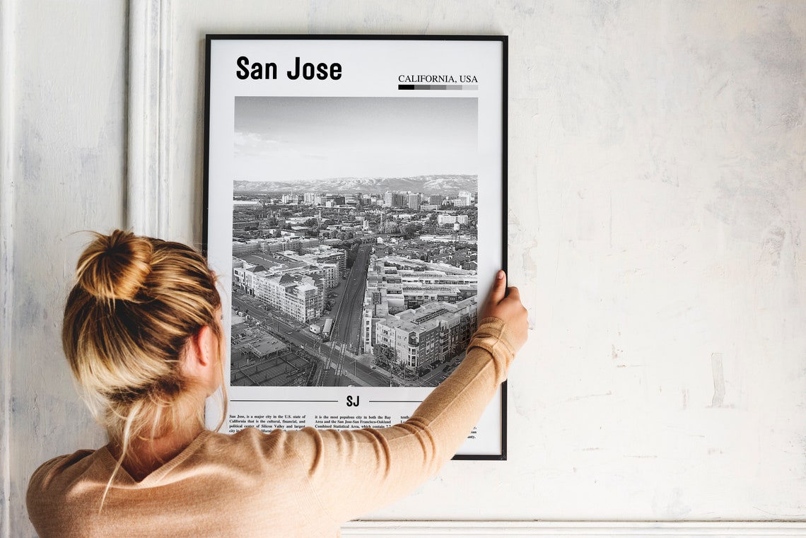 San Jose Print Black And White San Jose Poster San Jose Wall Art Travel Poster City Artwork Travel Artwork Travel Wall Art City Art Print - Image 4