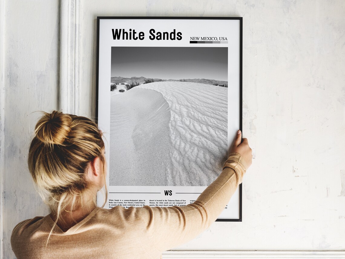 White Sands Black And White Travel Poster - Image 5