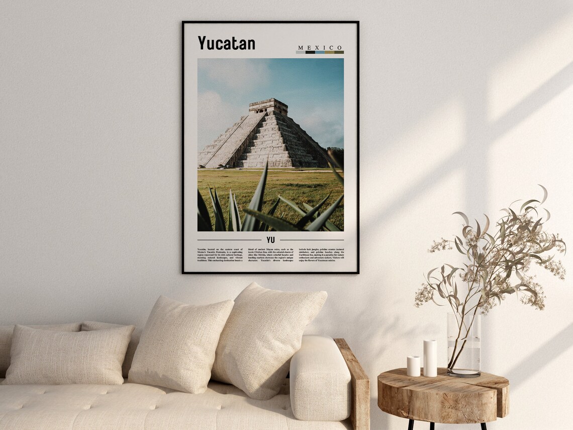 Yucatan Minimal Travel Poster, Oil Painting - Image 2