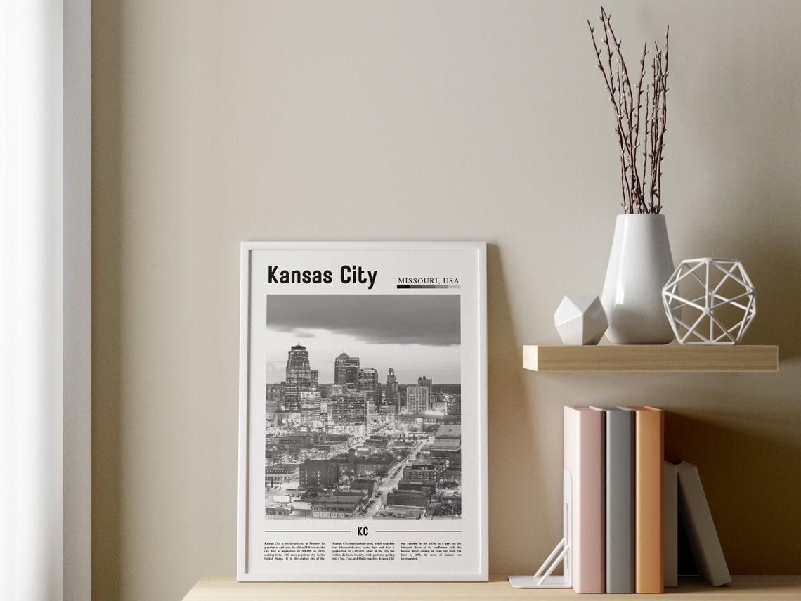 Kansas City Poster Black And White Kansas City Print Black And White Kansas City Wall Art Minimal Travel Print Travel Poster - Image 3