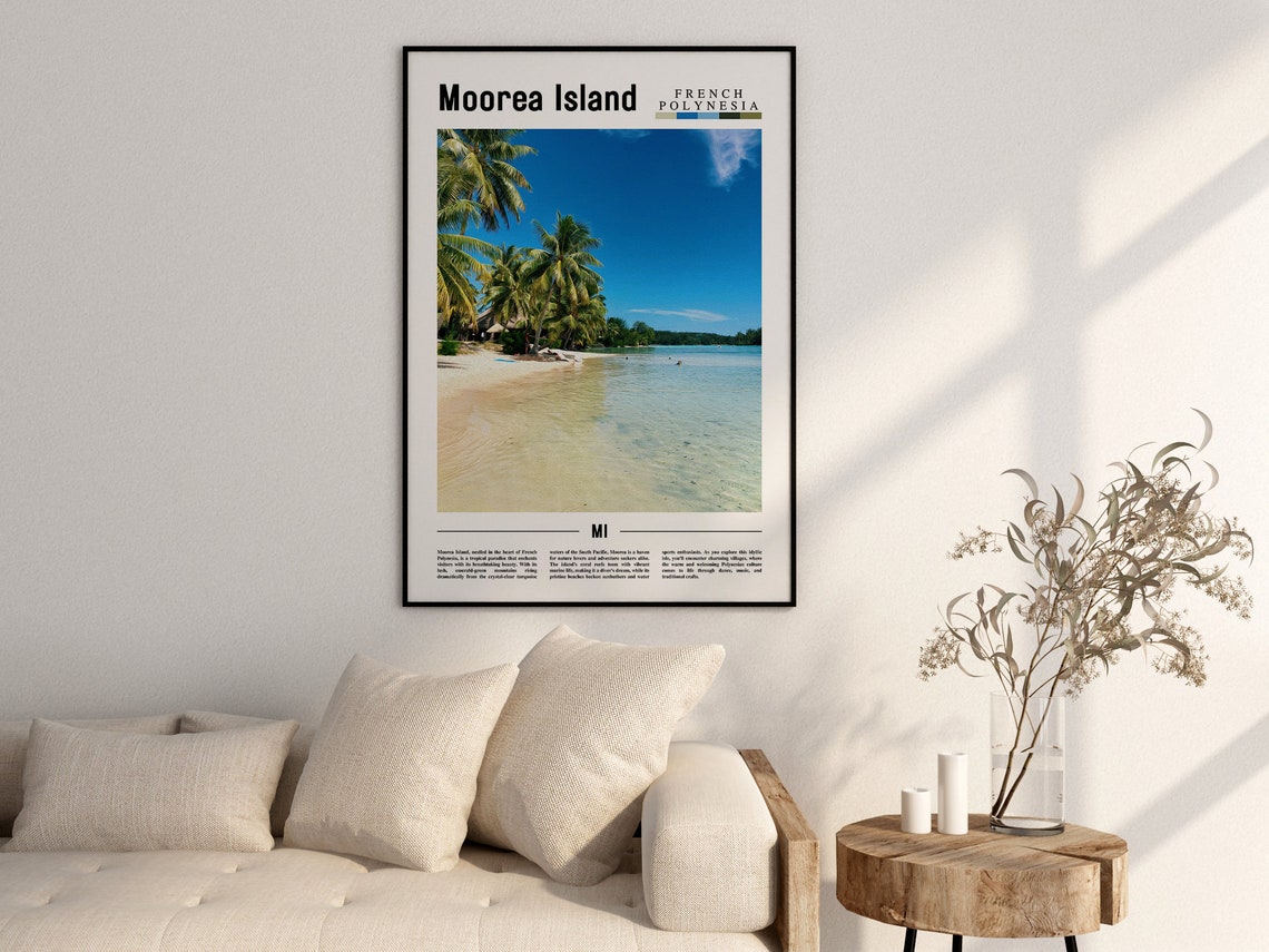 Moorea Island Poster Moorea Island Print Moorea Island Wall Art Minimal Travel Print Travel Destination Oil Painting Poster - Image 2