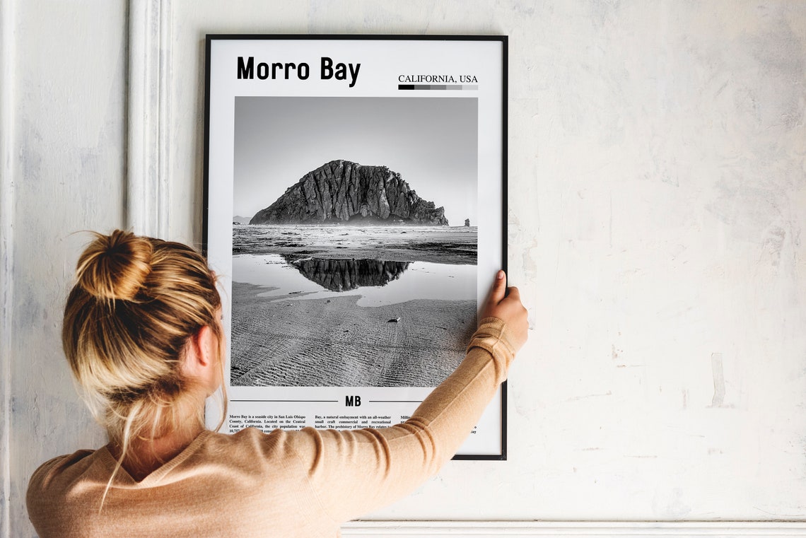 Morro Bay Print Black And White Morro Bay Poster Morro Bay Wall Art Travel Poster City Artwork Travel Artwork Travel Wall Art City Print - Image 4