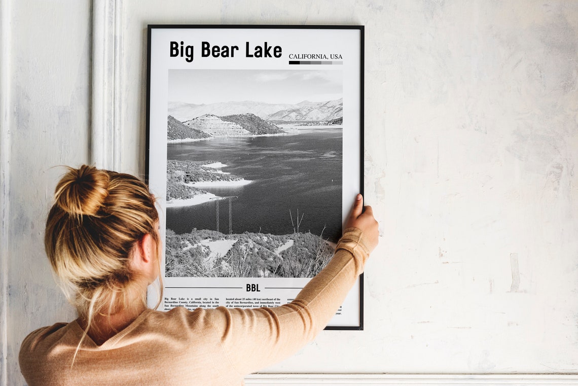 Big Bear Lake Print Black And White Big Bear Lake Poster Big Bear Lake Wall Art Travel Poster City Artwork Travel Artwork Travel Wall Art - Image 4