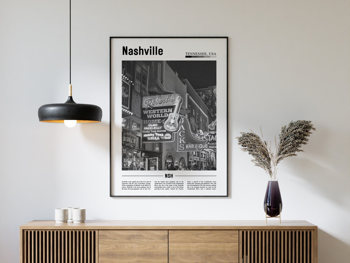 Nashville Poster Black And White Nashville Print Black And White Nashville Wall Art Minimal Travel Print Travel Poster - Image 4
