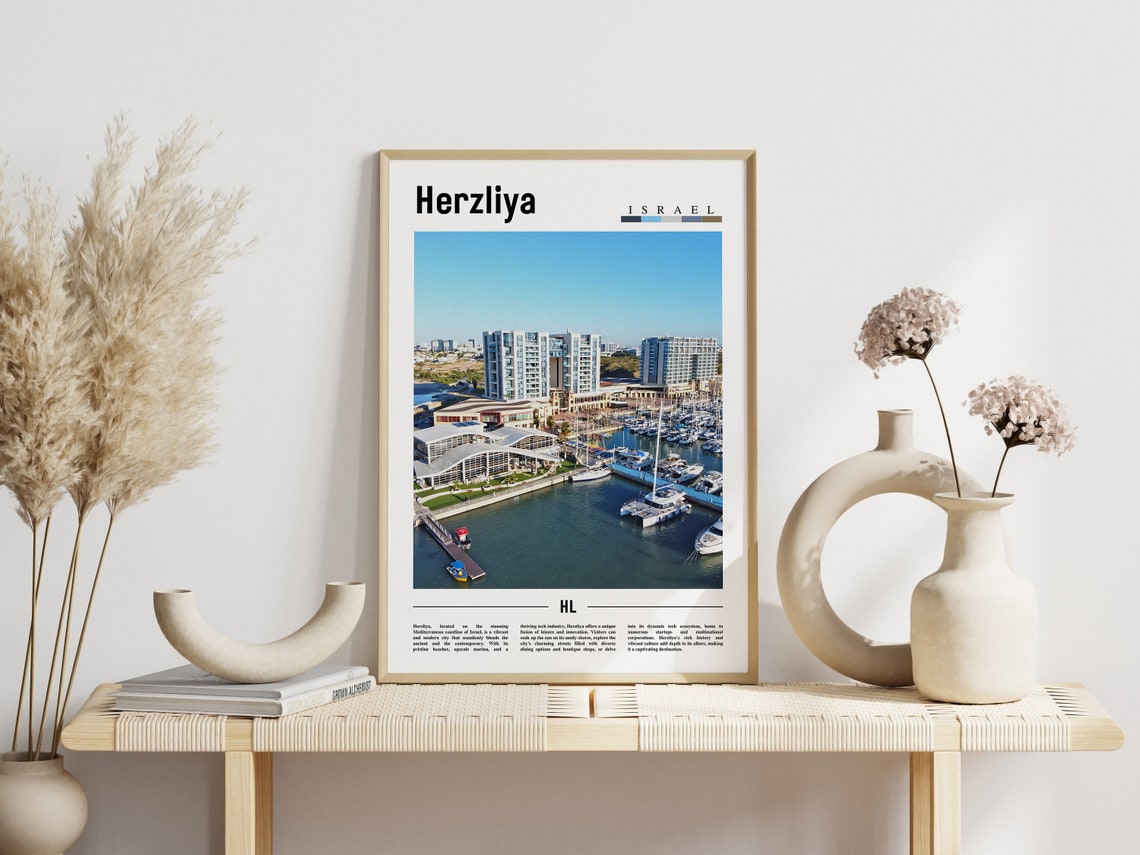 Herzliya Poster Herzliya Print Herzliya Wall Art Minimal Travel Print Travel Destination Oil Painting Poster - Image 6