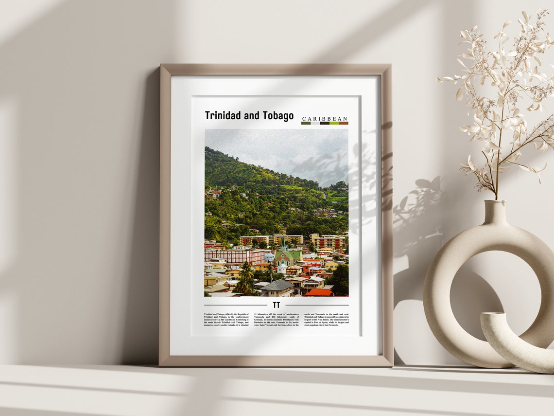 Trinidad And Tobago Poster Trinidad And Tobago Print Trinidad And Tobago Wall Art Minimal Travel Print Travel Oil Painting Poster - Image 3