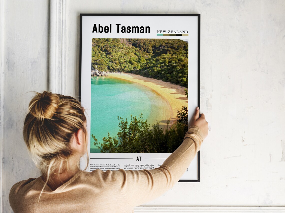 Abel Tasman Poster Abel Tasman Print Abel Tasman Wall Art Minimal Travel Print Travel Destination Oil Painting Poster - Image 5
