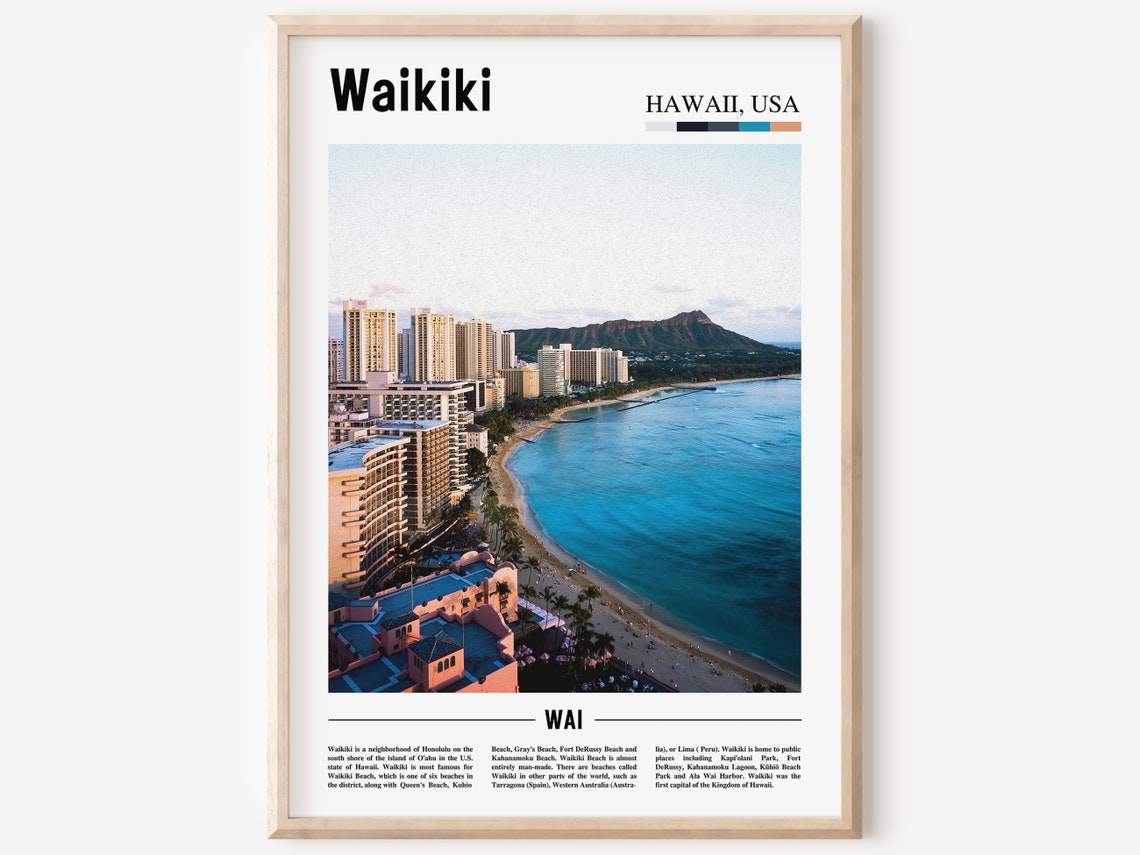 Waikiki Print Waikiki Poster Waikiki Wall Art Oil Painting Poster Colorful City Print City Artwork Travel Artwork Travel Wall Art