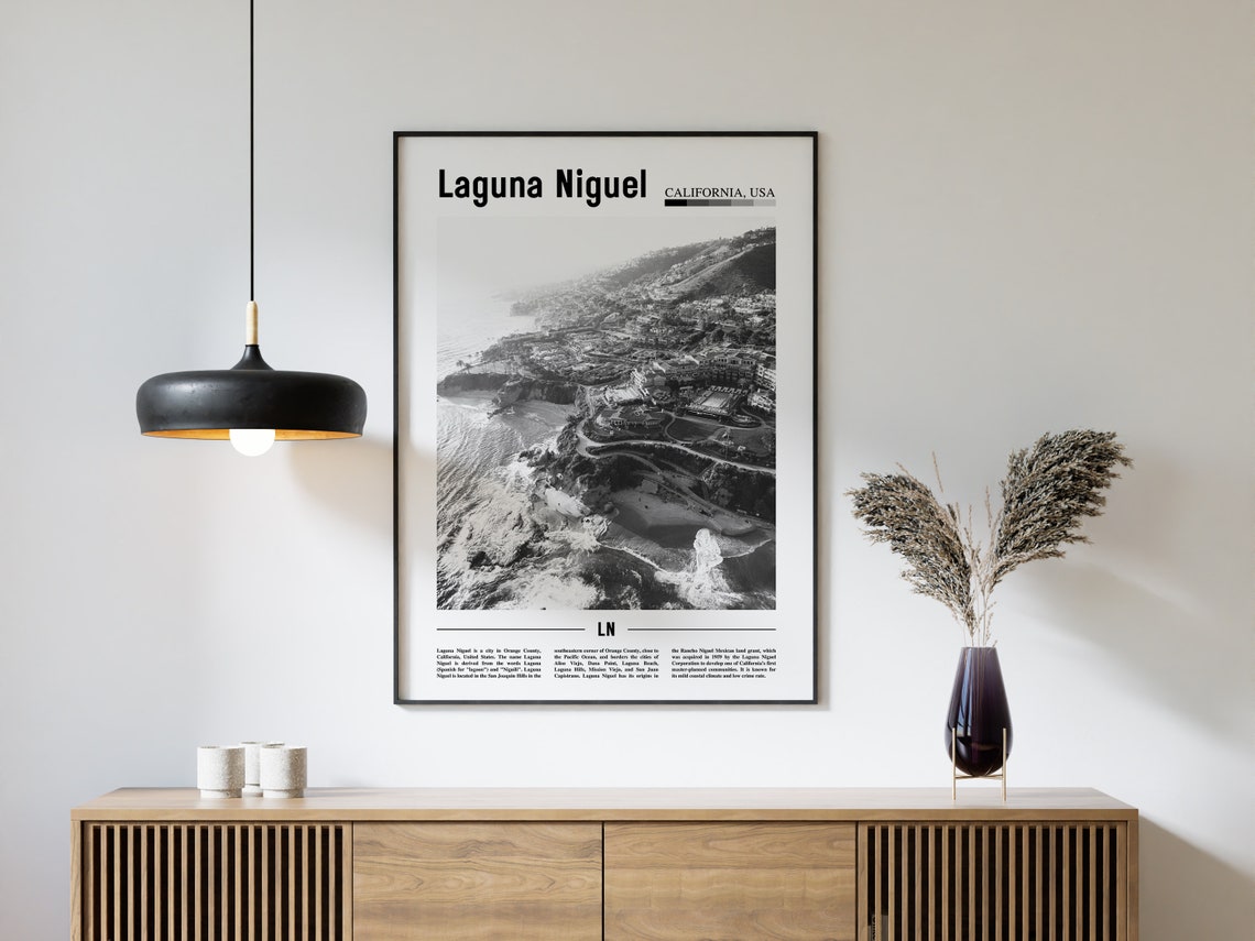 Laguna Niguel Poster Black And White Laguna Niguel Print Black And White Laguna Niguel Wall Art Minimal Travel Print Travel Poster - Image 4