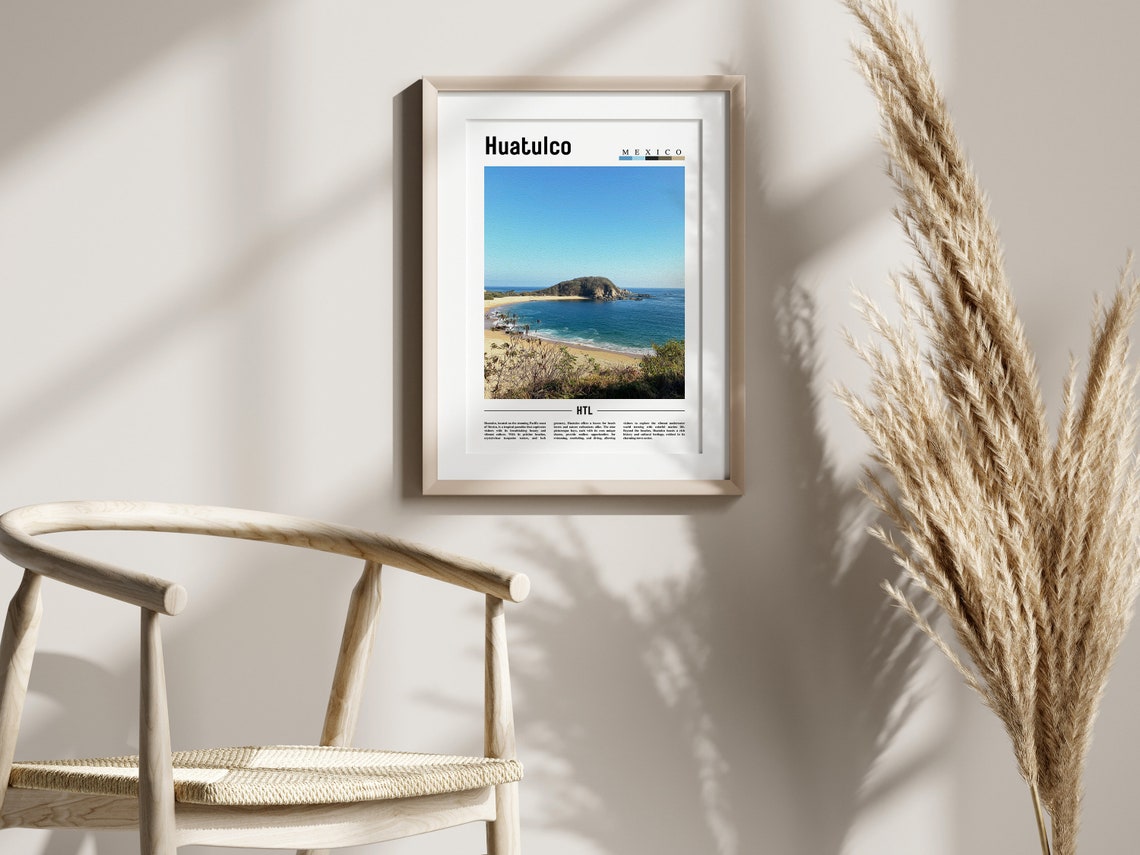 Huatulco Poster Huatulco Print Huatulco Wall Art Minimal Travel Print Travel Destination Oil Painting Poster - Image 2