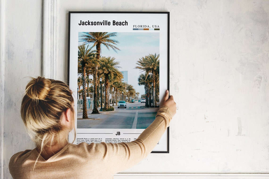 Jacksonville Beach Print Jacksonville Beach Poster Jacksonville Beach Wall Art Oil Painting Poster City Artwork Travel Artwork Travel Art - Image 4