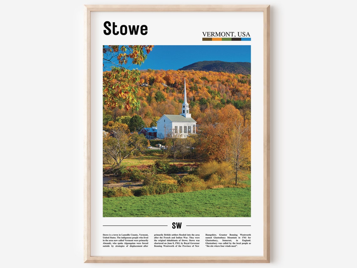 Stowe Print Stowe Poster Stowe Wall Art Oil Painting Poster Colorful City Print City Artwork Travel Artwork Travel Wall Art City Print