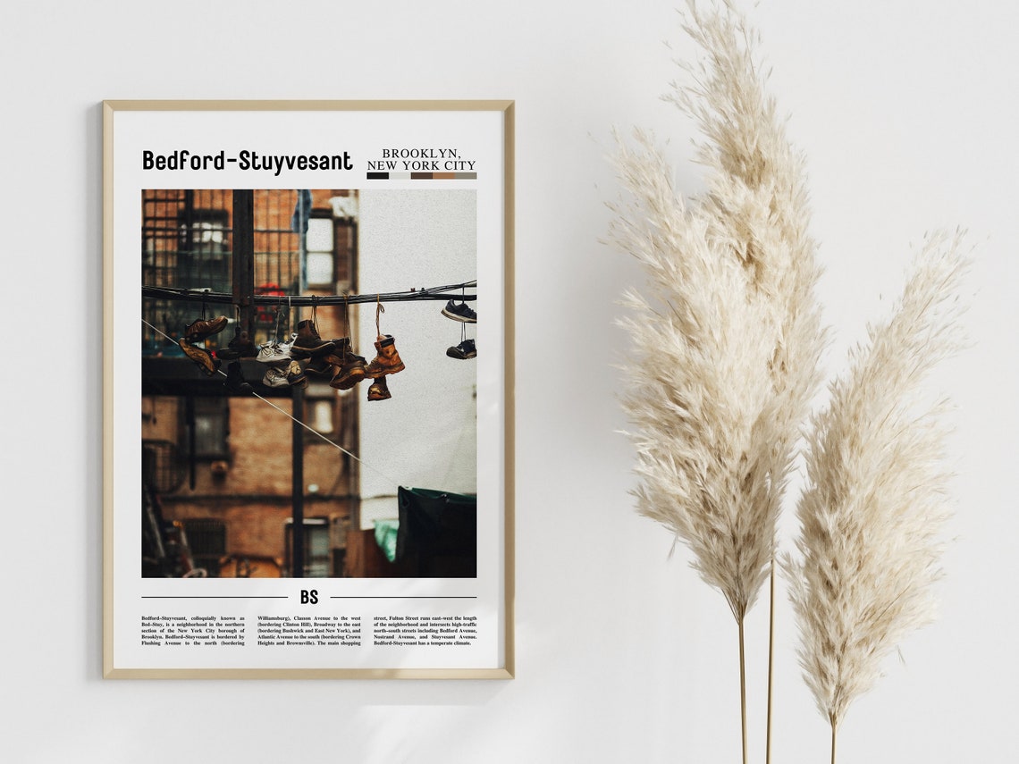 Bedford Stuyvesant Poster Bedford Stuyvesant Print Bedford Stuyvesant Wall Art Minimal Travel Print Oil Painting Poster - Image 3