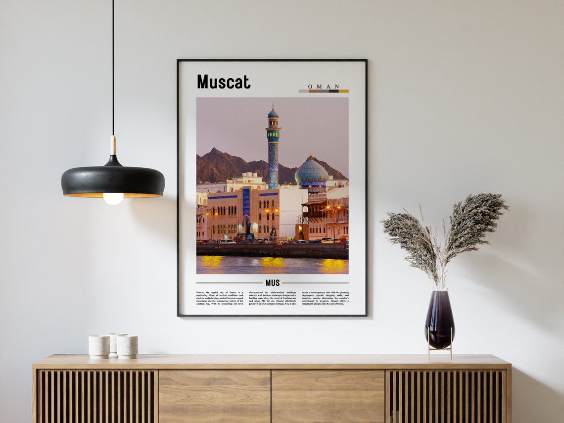Muscat Poster Muscat Print Muscat Wall Art Minimal Travel Print Travel Destination Oil Painting Poster - Image 4