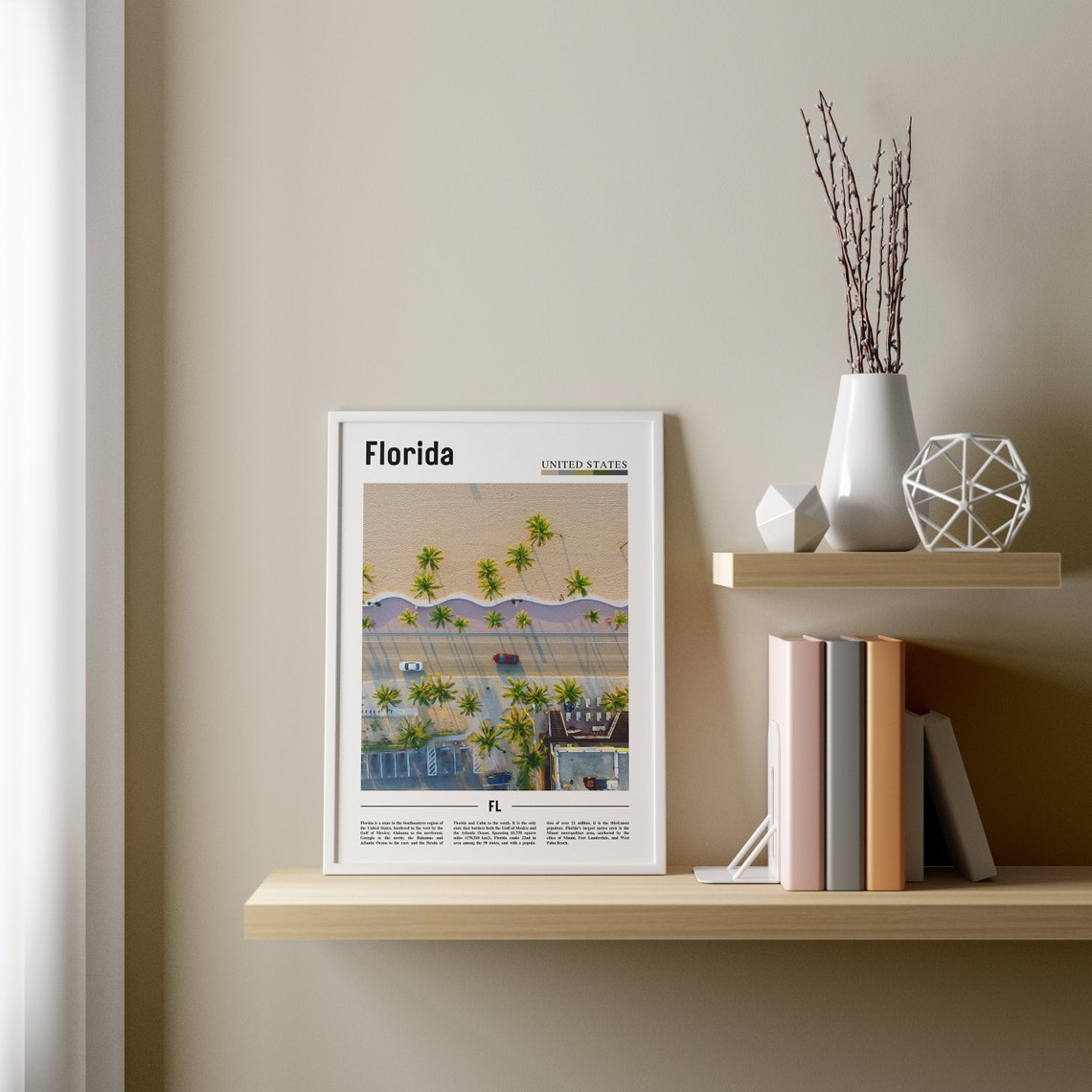 Florida Poster Florida Print Florida Wall Art Minimal Travel Print Minimal City Poster Travel Destination Oil Painting Poster - Image 2