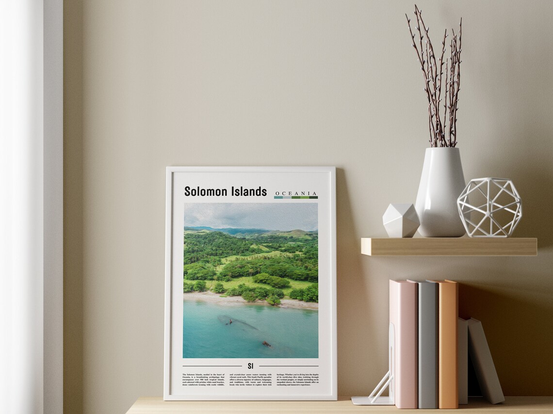 Solomon Islands Poster Solomon Islands Print Solomon Islands Wall Art Minimal Travel Print Travel Destination Oil Painting Poster - Image 3