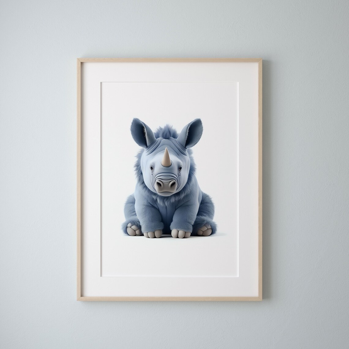Adorable Fluffy Baby Rhinoceros Sitting Sweet Nursery Animal Poster - Image 3
