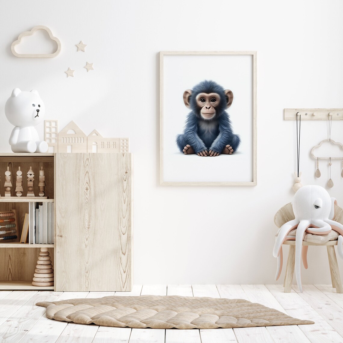 Adorable Fluffy Baby Chimpanzee Sitting Sweet Nursery Animal Poster - Image 4