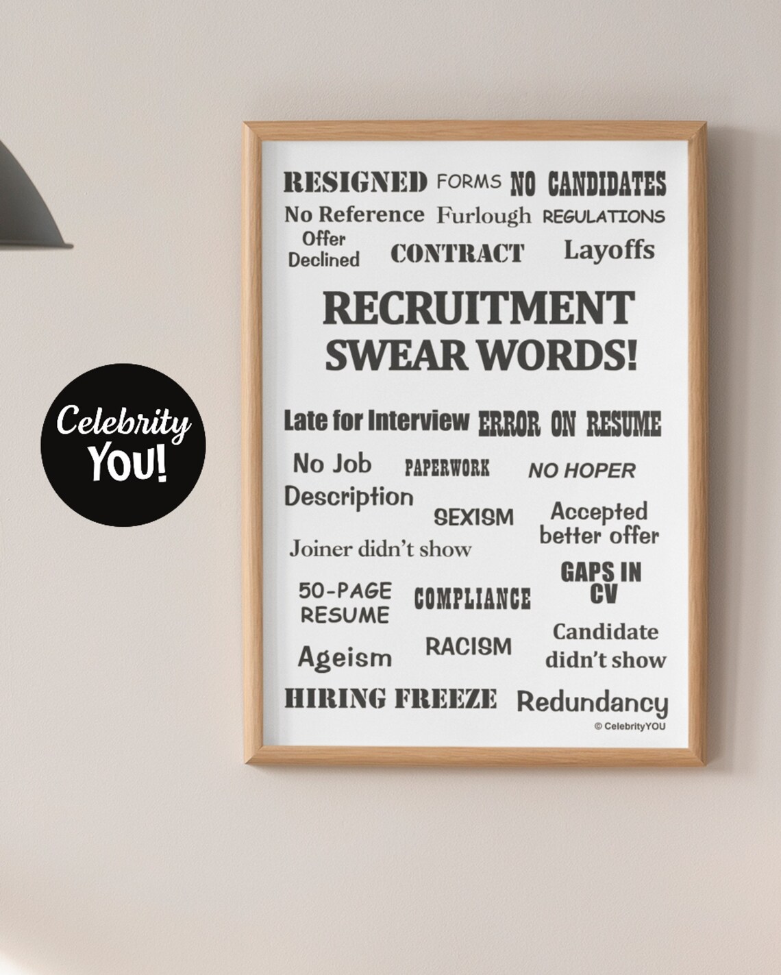 Recruitment Swear Words Print, Funny Office Decor - Image 3