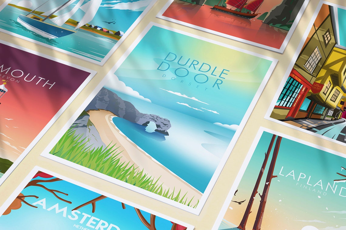Durdle Door Dorset Sea Arch Coastal Cliffs Summer Beach Poster - Image 3