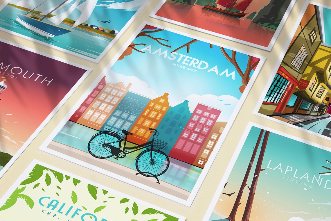 Amsterdam Travel Poster Print, Europe City Art - Image 3