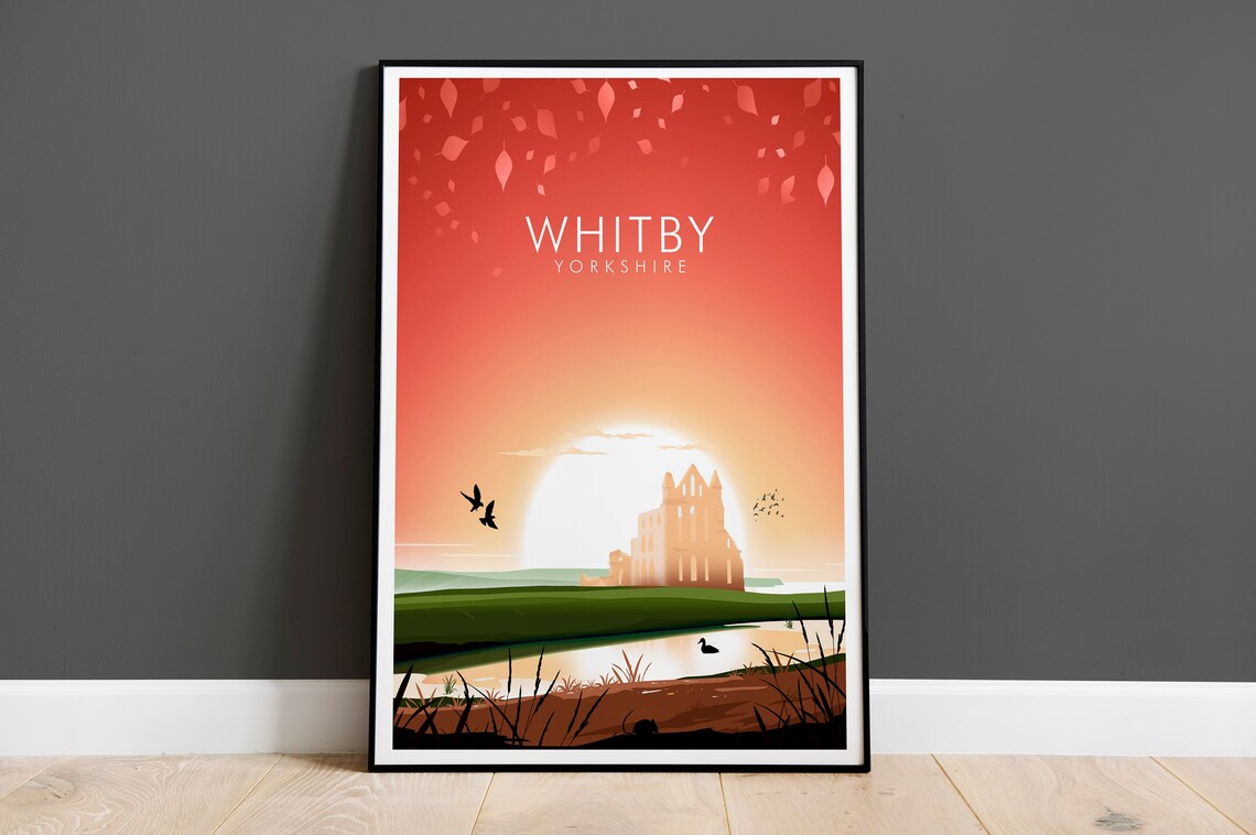 Whitby Abbey Yorkshire Travel Poster Print