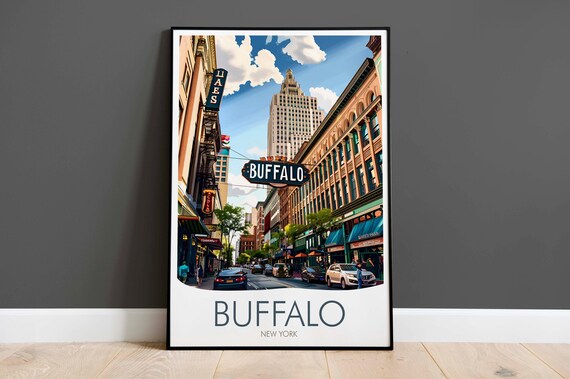 Buffalo New York Downtown Street Theatre District Cityscape Poster
