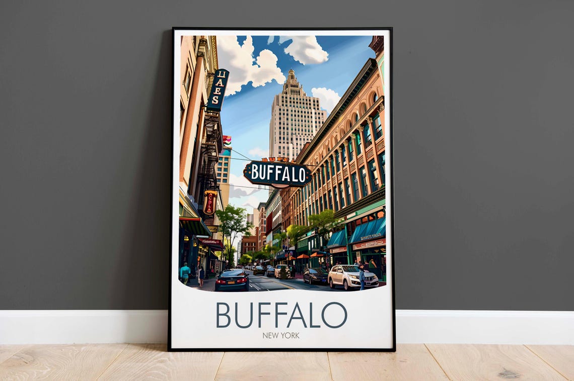 Buffalo New York Downtown Street Theatre District Cityscape Poster